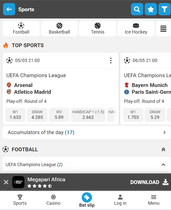 Sports Betting at Megapari Rwanda